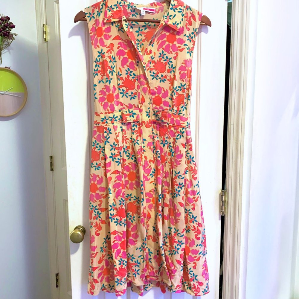 Pleated Silk Floral Dress